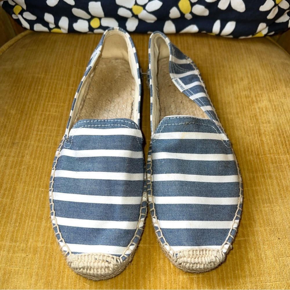 Soludos Women’s Blue & White Stripes NAUTICAL Espadrille Shoes Size 7
